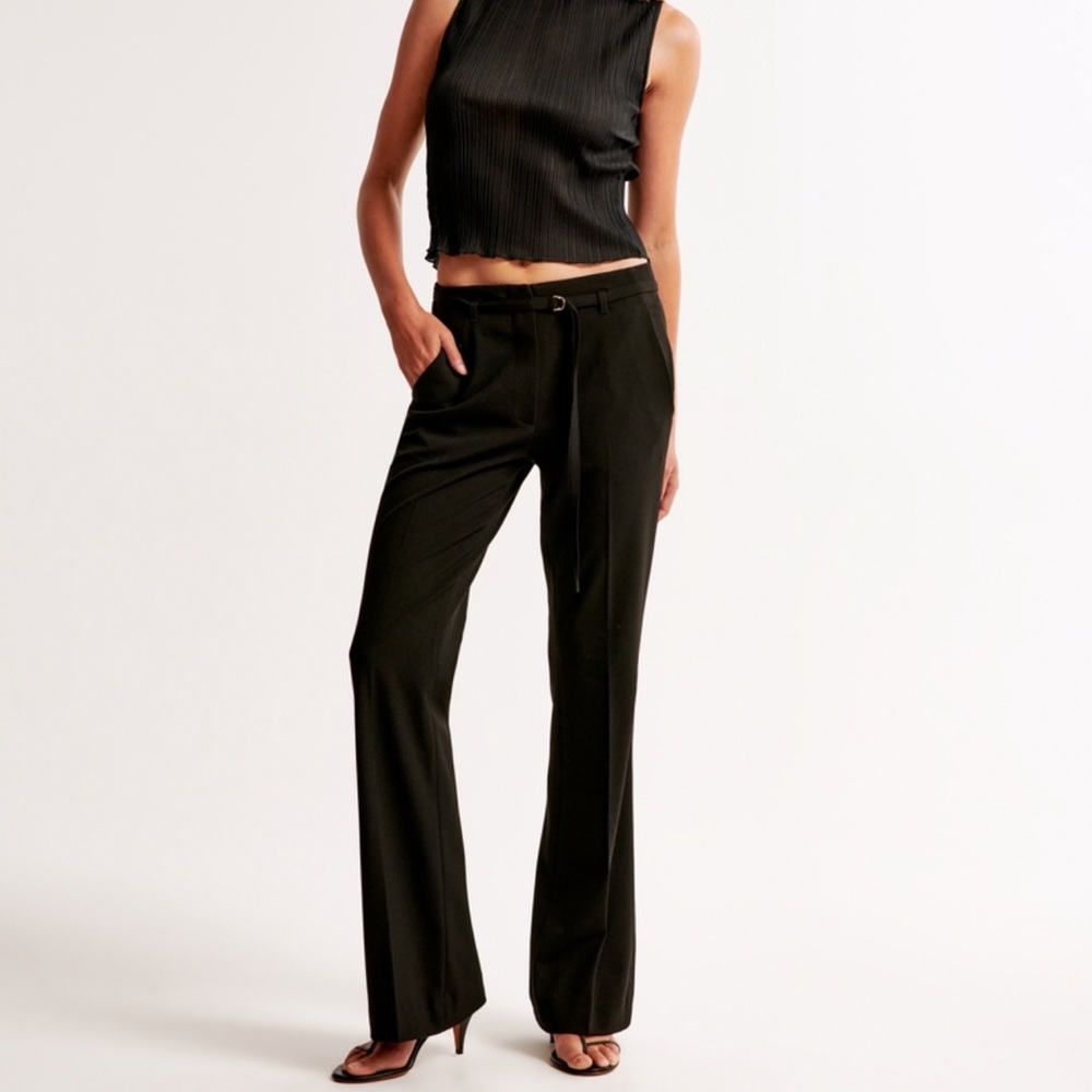 Abercrombie mini belt flare trouser black size 26 short